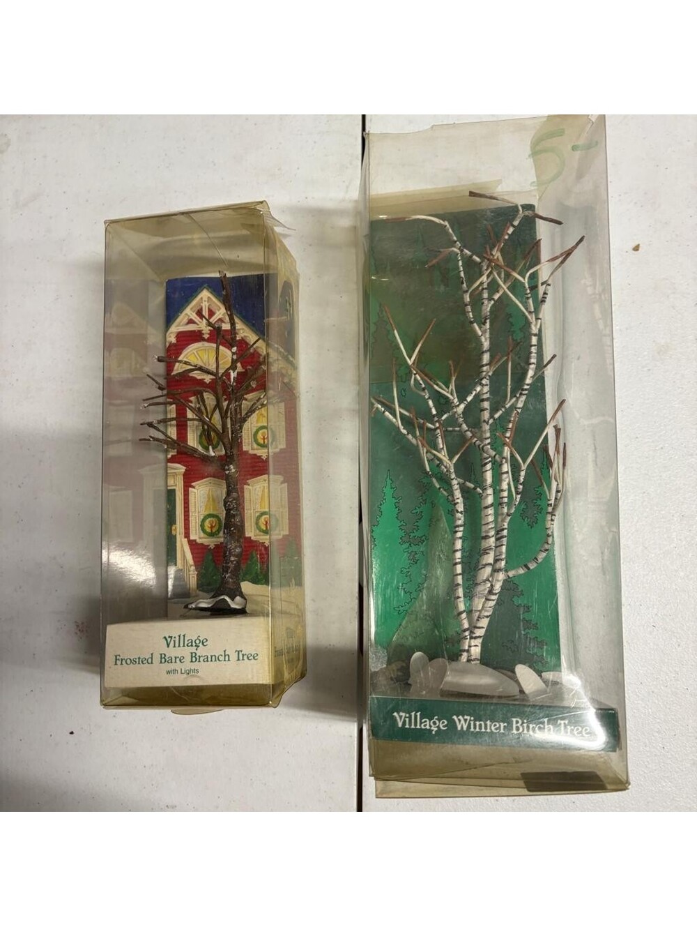 Department 56 Village Winter Birch Tree and Frosted Bare Branch Tree Lot of